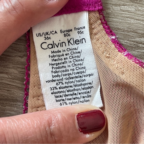 Calvin Klein Fuchsia Padded Lace Bra 36 C - Picture 6 of 15